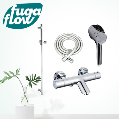 FugaFlow Eccelente Sobrado Badkamer badkraan met glijstangset met ronde handdouche gladde doucheslang chroom - Black Friday -