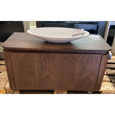 Royal Plaza Terra Wastafelonderkast - 100cm - 2 lades - afgeronde hoeken - kastanje (walnoot) - incl topblad - beschadigd - OUTLET UDEN