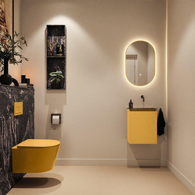 MONDIAZ TURE-DLUX Meuble toilette - 40cm - Ocher - EDEN - vasque Lava - position droite - sans trou de robinet