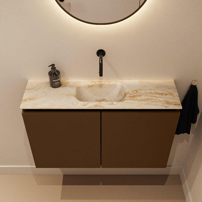 MONDIAZ TURE-DLUX 80cm toiletmeubel Rust. EDEN wastafel Frappe positie midden. Zonder kraangat.