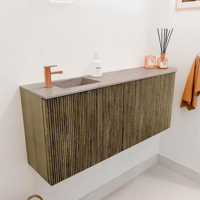 Mondiaz JOYA-DLUX 101.6cm toiletmeubel - ronding rechts kleur Dusk - Wastafel FAYE positie Links 1 kraangat kleur Saba.