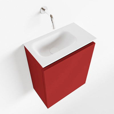 MONDIAZ TURE Toiletmeubel 40x23x50cm met 0 kraangaten 1 deuren fire mat Wastafel Eden links Solid Surface Wit