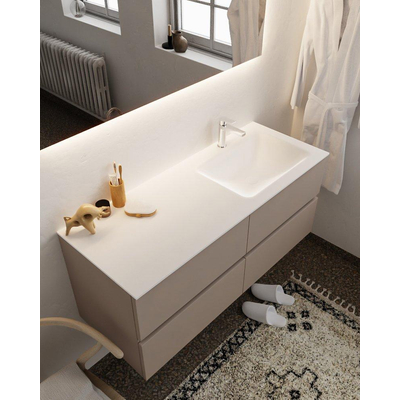 Mondiaz VICA ensemble de meuble de salle de bain - 120cm - meuble sous-vasque fumée - 4 tiroirs - lavabo nuage droite - 1 trou de robinet - version XL 60cm haut