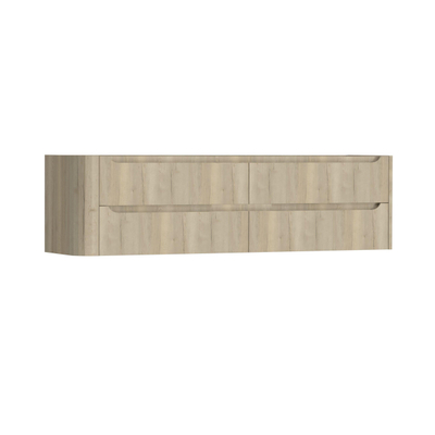 H&R Badmeubelen Juice Wastafelonderkast - 180x45x50cm - linkerhoek afgerond - 4 lades - geïntegreerde greep - French oak