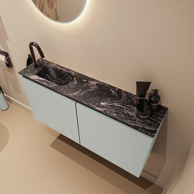 MONDIAZ TURE-DLUX Meuble toilette - 100cm - Greey - EDEN - vasque Lava - position gauche - 1 trou de robinet