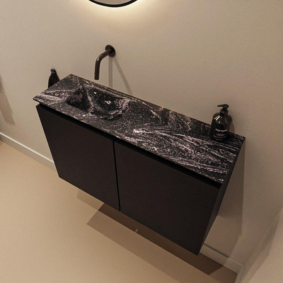 MONDIAZ TURE-DLUX Meuble toilette - 80cm - Urban - EDEN - vasque Lava - position gauche - sans trou de robinet