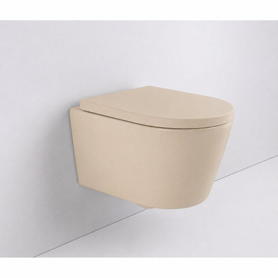 QeramiQ Dely Swirl Ensemble WC - 36.3x51.7cm - réservoir encastré Geberit UP320 - avec cadre Burda - abattant 35mm - plaque de commande beige - boutons ronds - beige