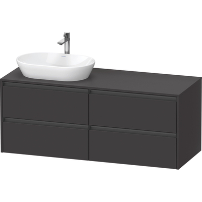 Duravit ketho 2 meuble sous lavabo avec plaque console avec 4 tiroirs pour lavabo à gauche 140x55x56.8cm avec poignées anthracite graphite super mat