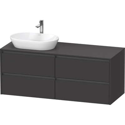 Duravit Ketho 2 meuble sous-lavabo avec plaque console avec 4 tiroirs pour vasque à gauche 140x55x56.8cm avec poignées anthracite graphite super mat