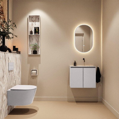 MONDIAZ TURE-DLUX Meuble toilette - 60cm - Cale - EDEN - vasque Glace - position droite - sans trou de robinet