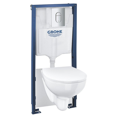 Grohe Solido Bau Pack WC - réservoir encastrable Rapid SL - abattant softclose - plaque de commande chrome - Blanc brillant