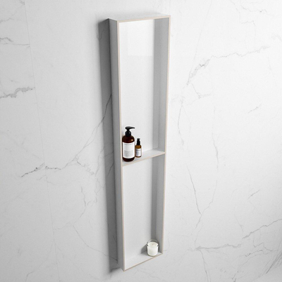 Mondiaz Easy nis 29.5x89.5x8cm voor Inbouw/opbouw 2 open vakken Solid surface Talc/Linen