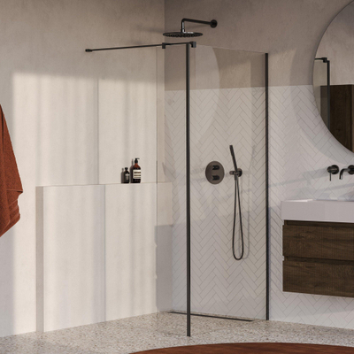 BRAUER Oblivion Douche à l'italienne - 100x200cm - paroi latérale 30cm - revêtement verre - verre clair - gunmetal brossé PVD