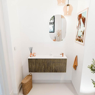 Mondiaz JOYA 100cm toiletmeubel - kleur Dusk - Wastafel FAYE positie Rechts 1 kraangat kleur Talc.