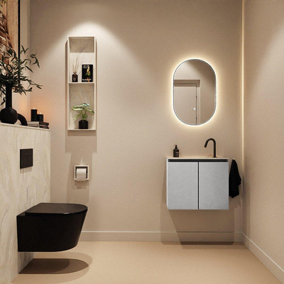 MONDIAZ TURE-DLUX 60cm toiletmeubel Plata. EDEN wastafel Ostra positie midden. Met 1 kraangat.