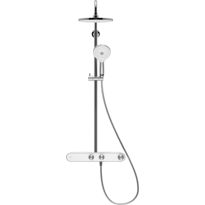 Duravit Shower Systems Douchesysteem - thermostatisch - HOH=15cm - hoofddouche ø23cm - 1 jet - handdouche rond - 3 jet - chroom/wit hoogglans