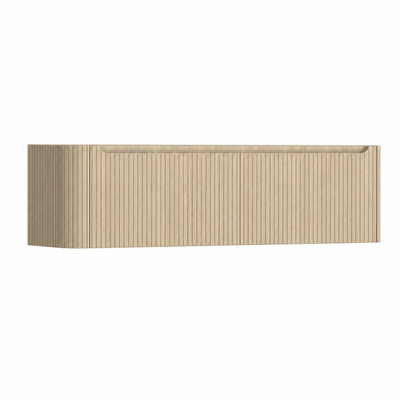 H&R Badmeubelen Juice Wastafelonderkast - 160x45x40cm - linkerhoek afgerond - 3D-front - 2 lades - geïntegreerde greep - french oak