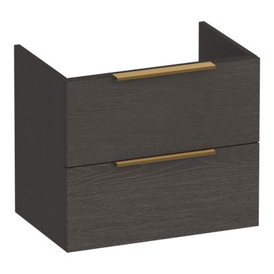 BRAUER Elevate wastafelonderkast ondiep 60 excl. opleggrepen 2 softclose lades en 1 sifon uitsparing - Timber Anthracite