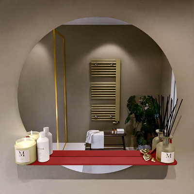 Mondiaz SPOT spiegel – Ø90 cm – met planchet – Fire (rood)