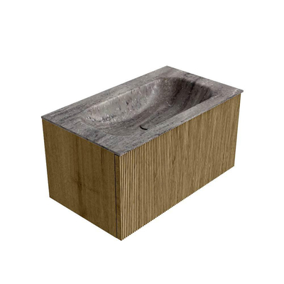 MONDIAZ KURVE-DLUX 80cm badmeubel kleur Dusk met 1 lade en 0 deuren. Wastafel BIG SMALL Midden 1 kraangat Oza.
