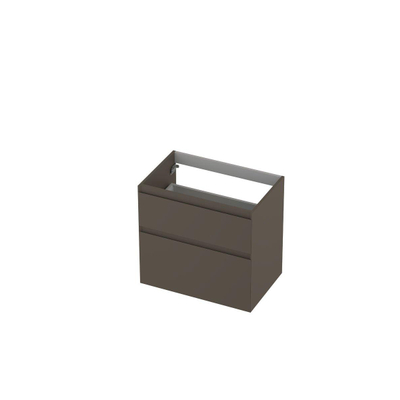 INK Wastafelonderkast - 70x45x65cm - 2 lades - greeploos - MDF lak - Mat taupe
