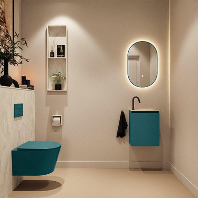 MONDIAZ TURE-DLUX Meuble toilette - 40cm - Smag - EDEN - vasque Ostra - position droite - 1 trou de robinet