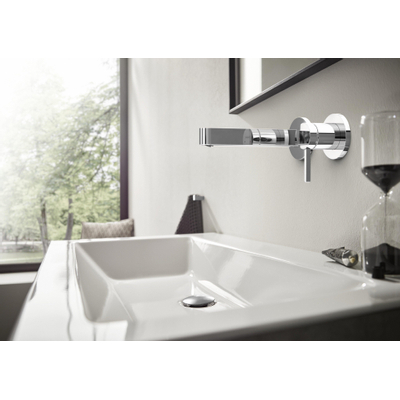 Hansgrohe Finoris afdekset wastafelkraan 165mm met plug mat wit