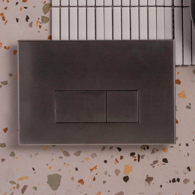 QeramiQ Push Plaque de commande métal - pour réservoir encastré Geberit UP320 - double chasse - boutons rectangulaires - métal gunmetal