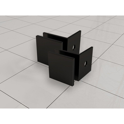 Ensemble de 2 raccords en verre pour douche à l'italienne sans profilé noir mat