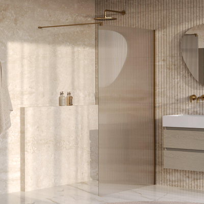 BRAUER Oblivion Inloopdouche - 120x200cm - helder ribbel glas - glascoating - PVD - Geborsteld Goud