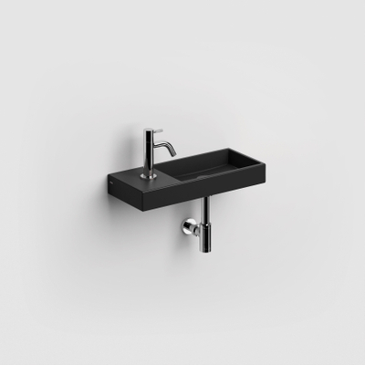 Clou Mini Wash Me fontein 45x19cm kraangat links Keramiek Zwart mat