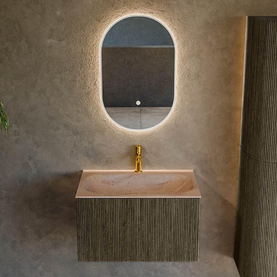 MONDIAZ KURVE-DLUX 70cm badmeubel kleur Shadow met 1 lade en 0 deuren. Wastafel BIG SMALL Midden 1 kraangat Saba.