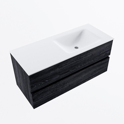 Mondiaz VICA ensemble de meuble de salle de bain - 110cm - meuble sous-vasque Anthracite - 2 tiroirs - lavabo cloud droite - sans trous de robinet - version haute de 60cm - talc