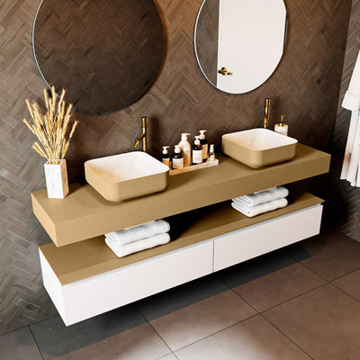 Mondiaz TOP 41 Plan vasque suspendu - 180x41x12cm - adapté pour vasque à poser - Solid surface - Oro