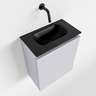 MONDIAZ TURE Toiletmeubel 40x23x50cm met 0 kraangaten 1 deuren cale mat Wastafel Eden midden Solid Surface Zwart