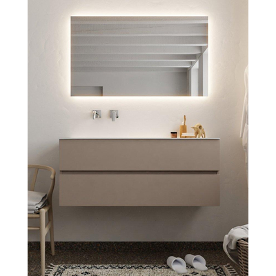 Mondiaz VICA ensemble de meuble de salle de bain - 120cm - meuble sous-vasque fumée - 2 tiroirs - lavabo nuage gauche - sans trou de robinet version XL 60cm de haut