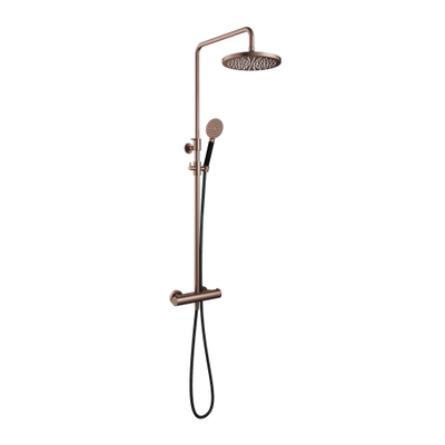 Hotbath Cobber ensemble de douche de pluie thermostatique avec pomme de douche ronde 30 cm douchette ronde cuivre brossé PVD
