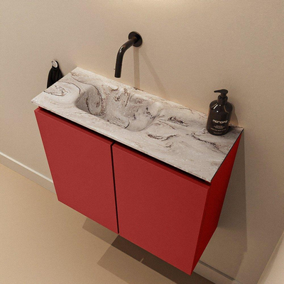 MONDIAZ TURE-DLUX 60cm toiletmeubel Fire. EDEN wastafel Glace positie links. Zonder kraangat.