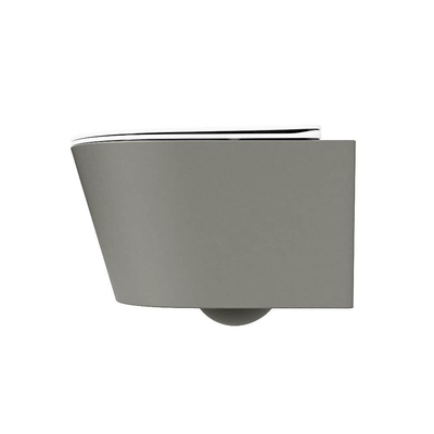 Mondiaz LAVIE WC suspendu – sans bride – 36 x 53 cm – avec abattant softclose – Smoke (brun clair), abattant Talc (blanc)