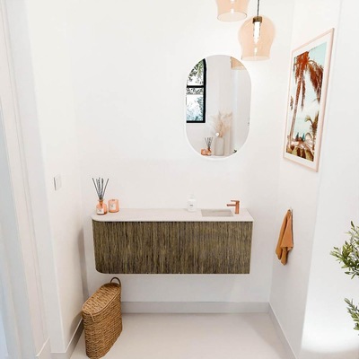 Mondiaz JOYA-DLUX 111.6cm toiletmeubel - ronding links kleur Dusk - Wastafel FAYE positie Rechts 1 kraangat kleur Meli.