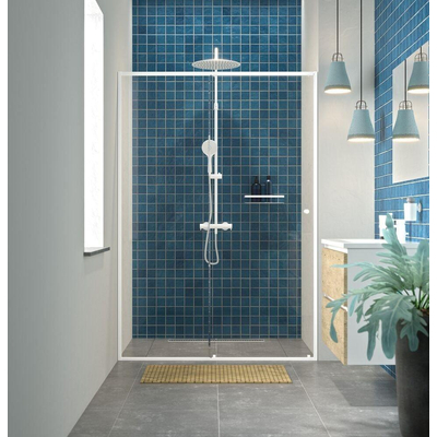 Sealskin Contour Porte coulissante pour niche 140x200 cm, verre de sécurité clair 6 mm Blanc mat