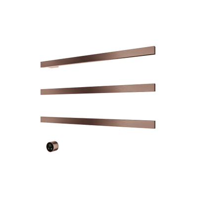 Hotbath &MORE Handdoekradiator - 80x57cm - vierkant - 3 stangen - horizontaal - met schakelaar - geborsteld koper PVD