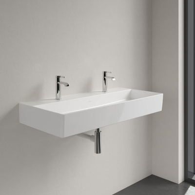 Villeroy & Boch memento 2.0 wastafel onderzijde - geslepen - 100x47cm - zonder overloop - 2 kraangaten CeramicPlus - White Alpine (glans wit)