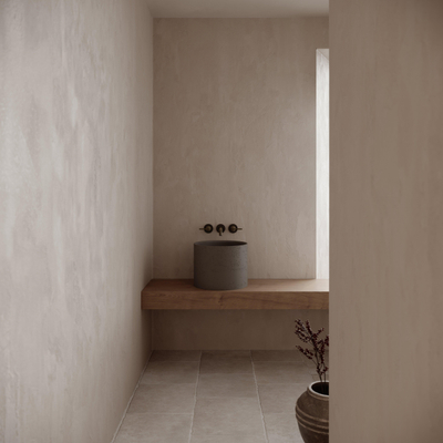 Ideavit Idea.grande lavabo autoportant - 39x30cm - rond - incl. bonde clic-clac - béton D5