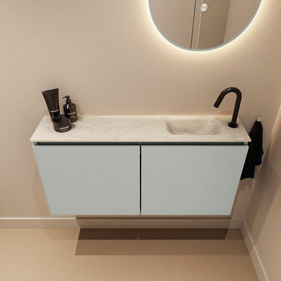 MONDIAZ TURE-DLUX 100cm toiletmeubel Greey. EDEN wastafel Ostra positie rechts. Met 1 kraangat.