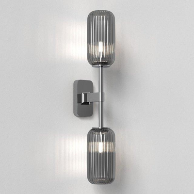 Astro Tacoma Twin Applique/Plafonnier - 230V - IP44 - cylindre - cannelé - verre fumé - chrome