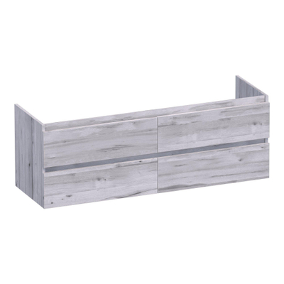 BRAUER Solution Wastafelonderkast - 140x46x50cm - 4 softclose greeploze lades - 2 sifonuitsparing - MFC - Birch inclusief Saniclass flow wastafel mat wit. - OUTLET UDEN