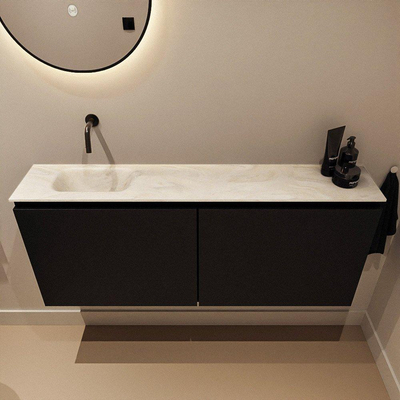 MONDIAZ TURE-DLUX Meuble toilette - 120cm - Urban - EDEN - vasque Ostra - position gauche - sans trou de robinet