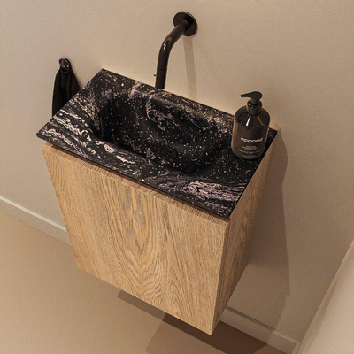 MONDIAZ TURE-DLUX 40cm toiletmeubel Washed Oak. EDEN wastafel Lava positie midden. Zonder kraangat.