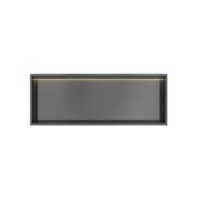 Hotbath &MORE Inbouwbox of inbouwnis - 30x80x10 - met LED - IP44 - PVD - geborsteld gunmetal (antraciet)